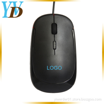 Fashion Ultra-Thin Black Wired USB Computer Mouse (YWD-P7)